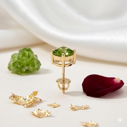 Image of Single Stud For Men & Boys | Gold Plated Pure 925 Sterling Silver Earring | 6mm X 6mm Round Shaped Gemstone Single Screwback Stud | Gift for Men & Boys | Model ERSMY00935