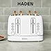 Haden Starbeck 4 Slice Wide Slot Stainless Steel Toaster, Bright White & Chrome