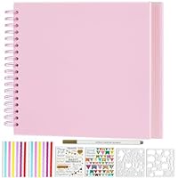 Miaikoe DIY Scrapbook Album 20.5x20.5 cm Hardcover Kraft Blank Paper Scrap Book with 20 Sheets Memory Book for Family Wedding Photography Anniversary (Pink)