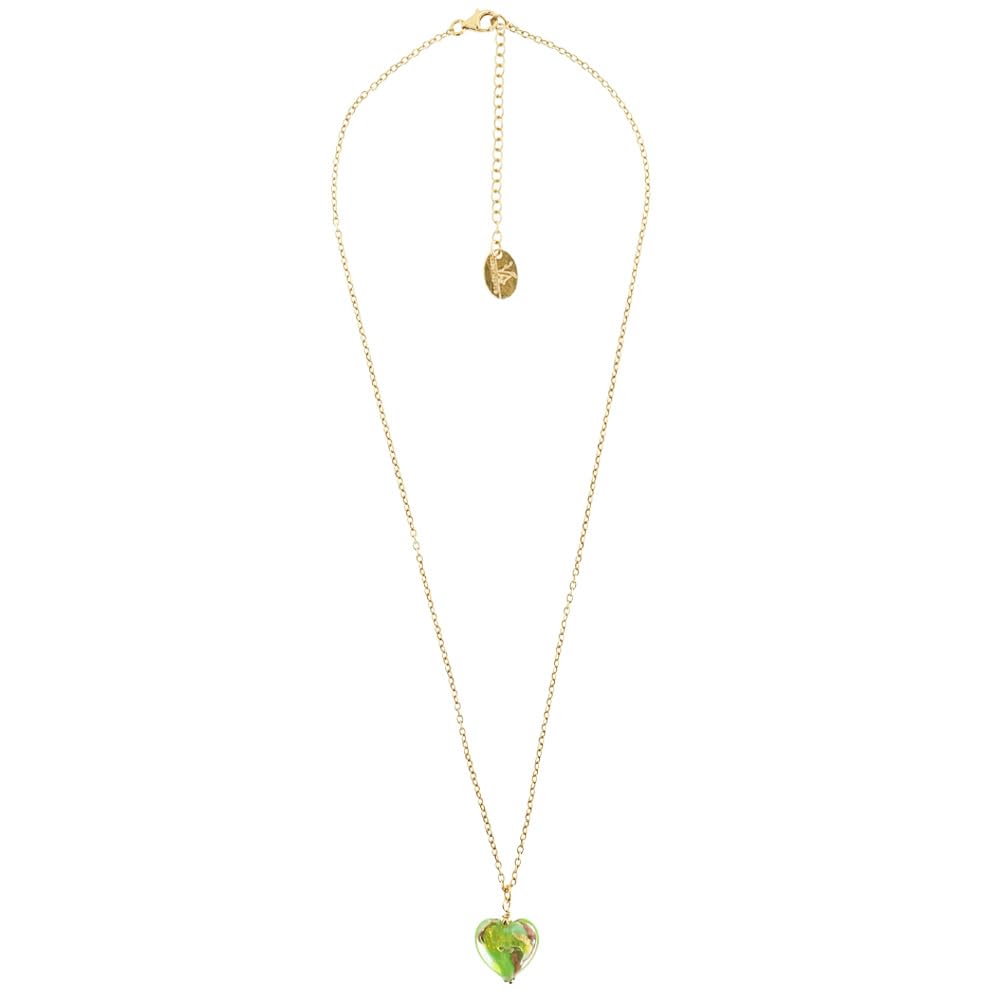 Venetiaurum - Catenina con Cuore Verde12mm in Vetro Originale di Murano e Argento 925 - Gioiello made in Italy certificato