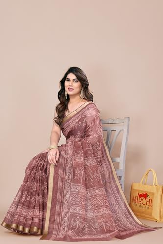 Image of MIRCHI FASHION Lightweight Kota Doria Cotton Saree | Floral Printed Summer Saree for Women | Breathable Ethnic Daily Wear Saree with Blouse Piece