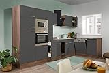 respekta Economy L-Form Winkel Küche Küchenzeile Eiche York grau 370x172cm