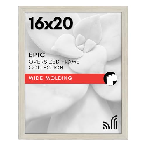 Americanflat 16x20 Picture Frame with Polished Plexiglass - Wide Picture Frames Made of Engineered Wood for Vertical or Horizontal Wall Display - Epic Collection - Light Wood