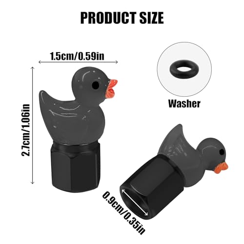 GOOTHX Tire Valve Stem Cap, 4 pcs Glow-in-The-Dark Cute Duckling Tire Valve Cap, Universal for Cars, Motorcycles, Trucks, and Bicycles.(Black)