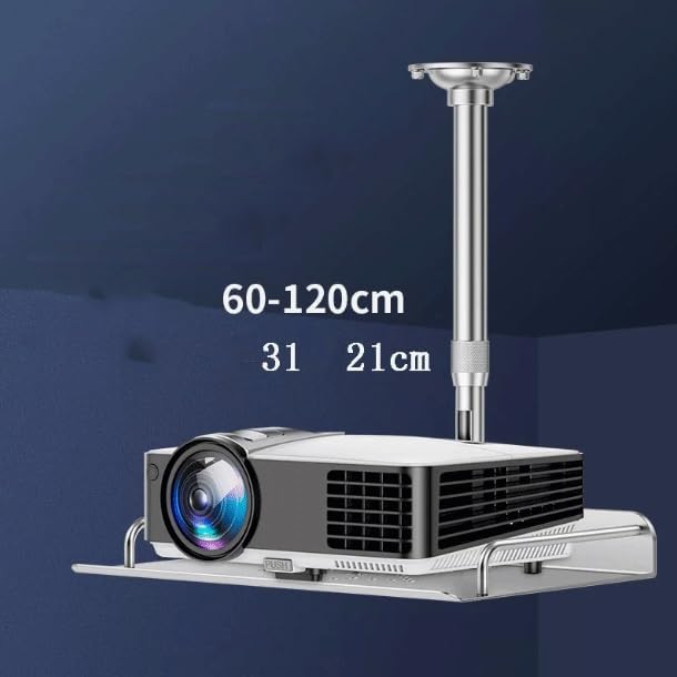 Soporte de proyector telescópico y ajustable que ahorra espacio con bandeja de pared plateada 2