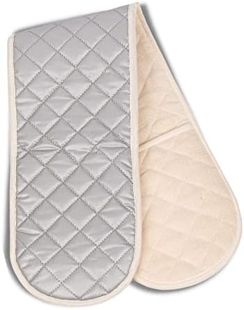 EDMALLU Double Oven Mitts | 37”×7.5” Heat Resistant Kitchen Oven Mitt Set | Cast Iron Handle Cover & Oven Gloves | Long Hot Pads | Non-Slip Thick Quilted Oven Mitts For BBQ, Baking, And Cooking - Grey