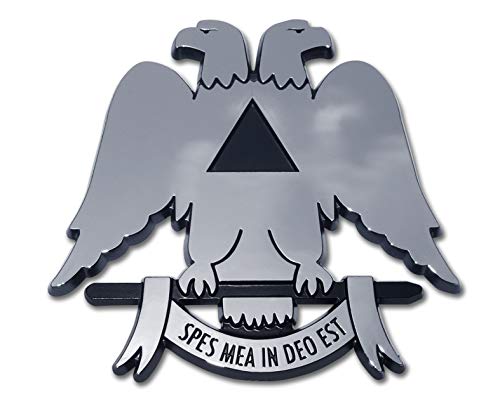 Image of Elektroplate Scottish Rite Double-Headed Eagle OEM Chrome Emblem for Cars, Trucks, and All Auto | Universal Fit at 2.8 inch x 3.1 inch | Weatherproof