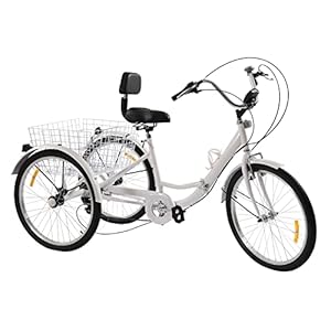 ROGONPDK 24 inch driewieler inklapbare driewieler voor volwassenen 3 wielen 7 versnellingen volwassenen fiets volwassenen driewieler wit driewieler senioren seniorenfiets senioren fiets met mand