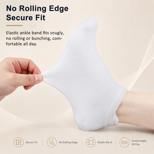Image of Ankle Socks for Women Thin Breathable Mesh Athletic Socks, Moisture Wicking Low Cut Heel Tab, 6 Pairs