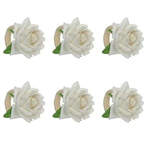 6 stuks rozenservetringen, kunstbloem, servetringen, set simulatieroos, artistieke servetring, tafeldecoratie, servethouder voor bruiloftsfeest, diner, jubileum