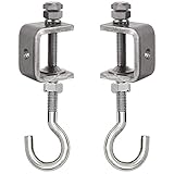 Wekboss 2 Set Metal Beam Hook 1 Inch Stainless Steel C Clamps and Heavy Duty Hanging J Hook/Threaded Screw Hook for Garage I Beam