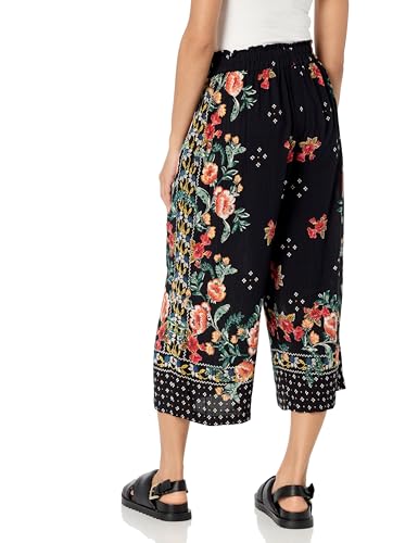 Angie Women's Floral Printed Culotte Pants with Bow Waistband2