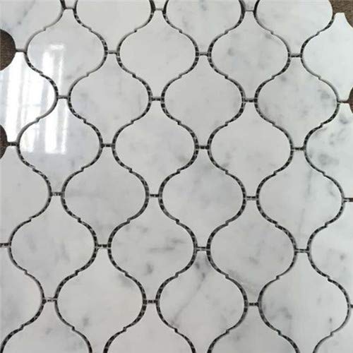 Stone Center Online Carrara White Marble Medium Arabesque Baroque Lantern Mosaic Tile Polished Kitchen Bath Wall Floor Backsplash Shower (1 Sheet) #TOP2
