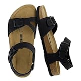 CUSHIONAIRE Women's Lauri Cork footbed Sandal with +Comfort, Black, 9 Wide