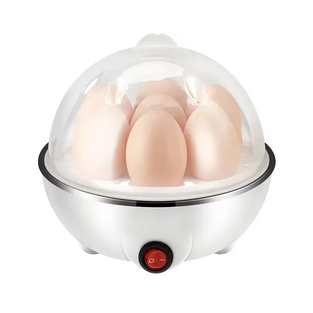 Egg Boiler Electric Egg Cooker 7 Egg Capacity Boiled Egg Maker for Soft, Medium, Hard Boiled Eggs, Includes Poaching Trays
