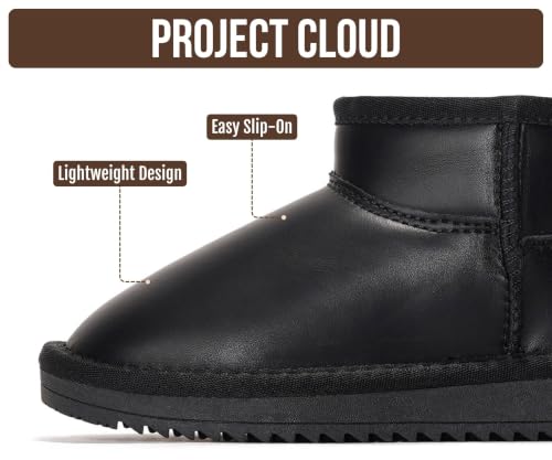 Image of Project Cloud Girls 100% Genuine Leather Non Slip Fur Lined Ankle Boots