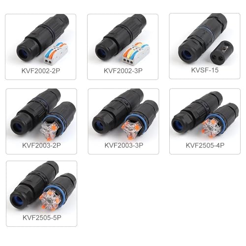 Conector IP68 Impermeable KVSF-15 Estanco de 3 Pines para Empalmes Eléctricos Rápidos 5