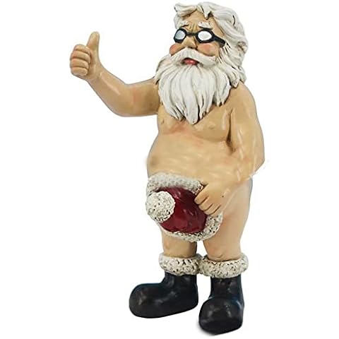 KSUDE Santa Claus gnomes garden ornaments, evil rude funny outdoor garden mankini gnomes, unusual gifts for the garden and couples Window Display Table Fireplace, White, 12cmx7cmx3cm Cover