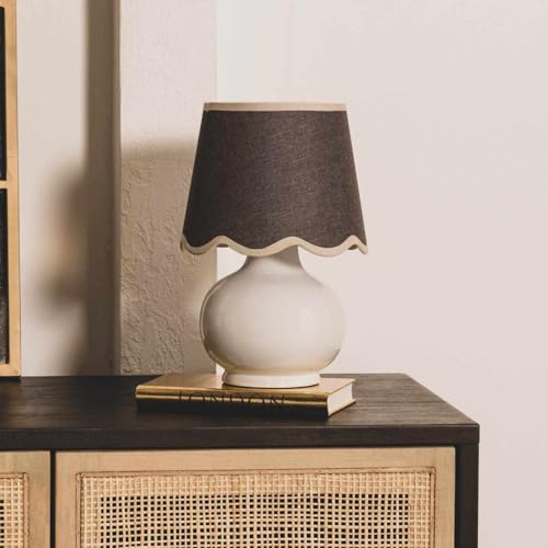 BoutiqueRugs Navarro Boho Ceramic Bedside Table Lamp for Bedroom Nightstand and Living Room - Shade...