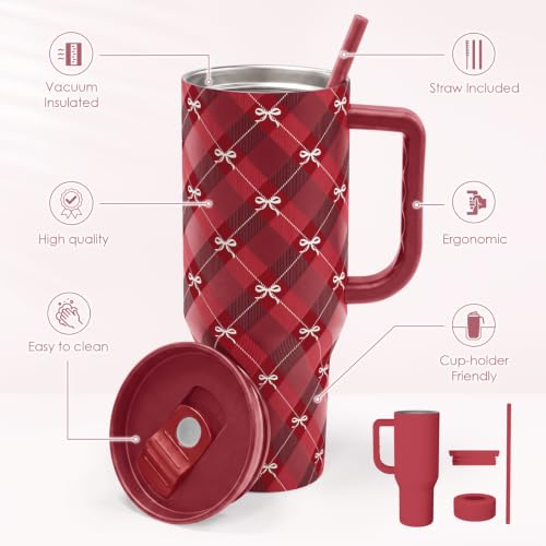 Image of Christmas Stainless Steel Slider Tumbler with Handle 40 Ounces with Lid, Travel Cup, Insulated Bottles for Girls Women