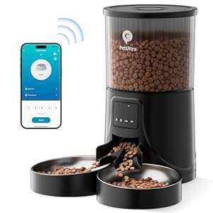 Cat Feeder Automatic for 2 Cats: Automatic Cat Feeder WiFi 2.4G- Time Dual Cat Feeder 1-10 Meals| Smart App Control Auto Pet Feeder for Cats and Small Dog Indoor with Stainless Steel Basin