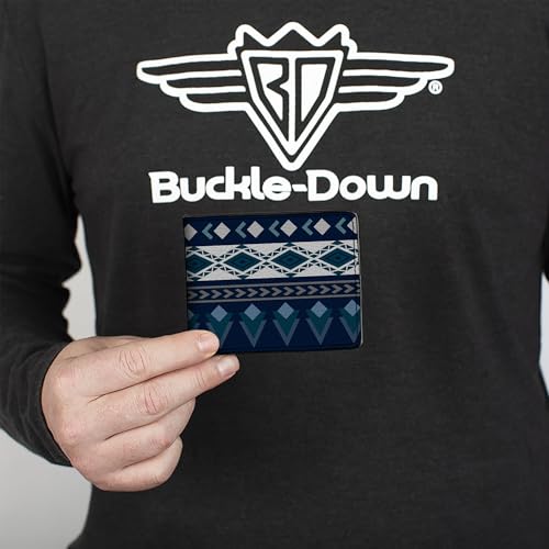 Buckle-Down Men's PU Bifold Wallet-Aztec4 Blues/White/Gray, Multicolor, 4.0" x 3.5"3