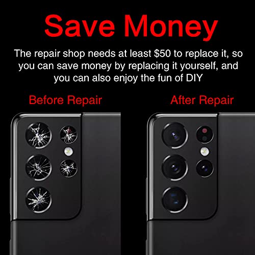 2Pcs Galaxy S21 Ultra Back Rear Camera Lens Glass Replacement, Asdawn Back Lens Glass For Samsung Galaxy S21 Ultra 6.8 Inches All Carriers With Free Lens Film + Installation Manual + Repair Tool Set #TOP3