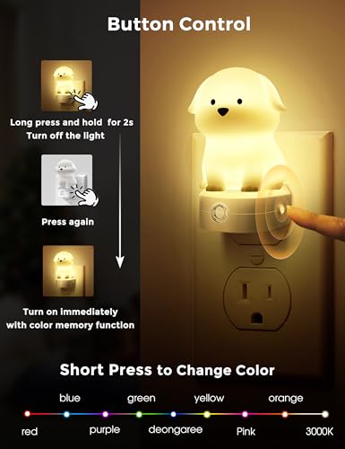 L LOHAS LED Plug in Night Light for Kids, 3D Cute Puppy Night Lights with Dusk to Dawn Sensor, RGB+Soft White 3000K Dog Night Light, Christmas Birthday Gift Nightlight for Kids, Room Decor - Image 4