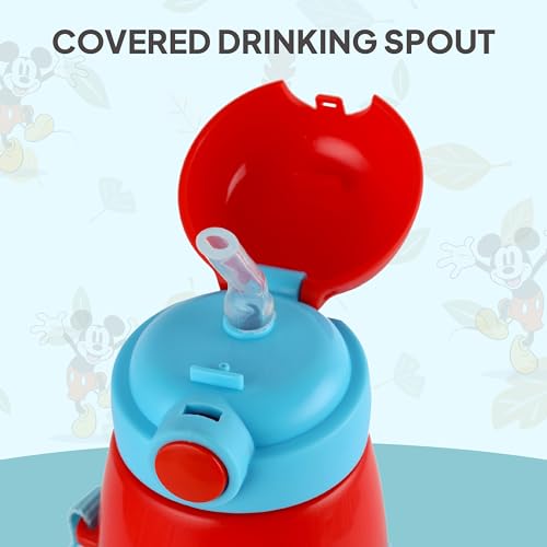 Image of CELLO Kidzbee Series Orb 400 Inner Steel Insulated Water Bottle, 380ml, Light Blue | 3D Touch & Feel Mickey Family Design | Leakproof Flip Top Spout, Easy to Carry | Cold Water Bottle for Kids School