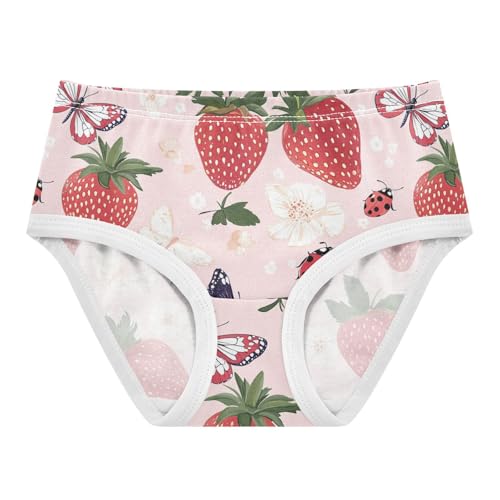 Wusikd Strawberry Ladybugs Girls' Underwear Cotton Pink Girls Briefs Soft Toddler Underwear 2T