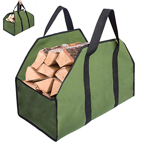 Sac de Transport en Rondins de Toile,Sac de Transport en Bois Durable,Accessoires de Poêle de Cheminée,Très Grand Support À Bois Avec Poignées Pour Sac de Rangement Extérieur Foyer,24 "(L) X 12" (H) Cover