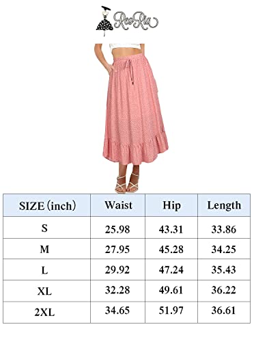 REORIA Women Skirts Elastic High Waist Maxi Skirts for Women Long Length Skirts with Pockets Black M - Image 5