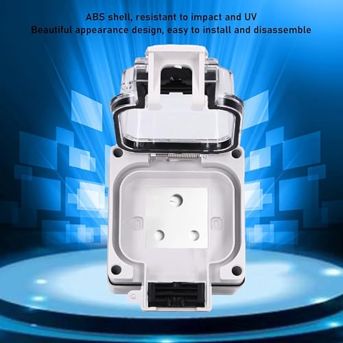 Image of MX IP66 Waterproof Outdoor Electrical Socket Box, 250V 16A 2 Module Weatherproof Wall Socket with Spring Cover & Locking System, Dustproof Power Outlet for Garden, Balcony & Garage