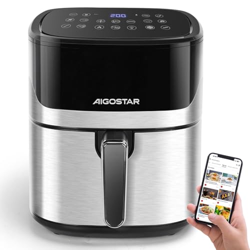 Aigostar Freidora de Aire sin Aceite de 6,5L con Ventana Transparente, 10 Programas, Panel Táctil...