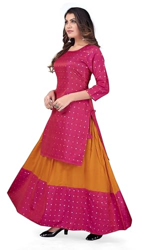 Image of Magenta Kurti Skirt set042