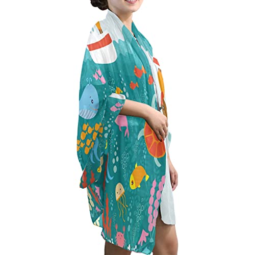 Women Long Silk Scarf, Satin Shawl Chiffon Large Stole Headscarf Sunscreen Wrap4