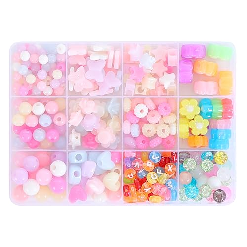 Image of Ambitieux DIY Bracelet Making Kit for Girls - 12 Types 340+ pcs Colorful Beads with 8 pcs Charms, Elastic Thread, Earrings, Clasps & Rings - Jewellery Craft Kit for Kids, Birthday Return Gift, Rakhi Special Set for 2 3 4 5 6 7 8 9 10 years (Pink shade kit)