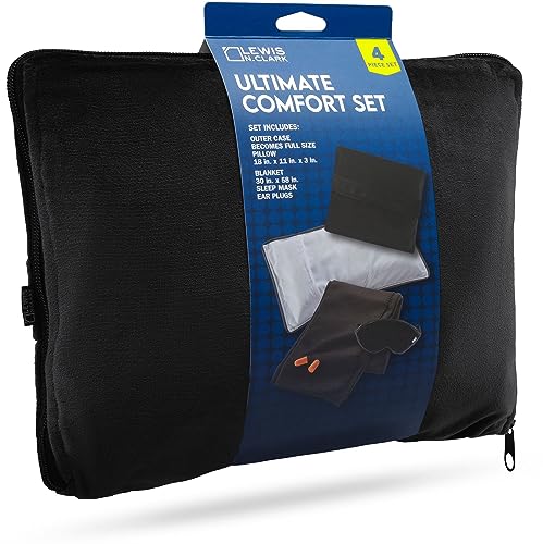 Lewis N. Clark B559T Ultimate Comfort Set + Portable Travel Kit For Airplane, Includes Inflatable Pillow + Zippered Carrying Case, Cozy Fleece Blanket, Eye Mask thumb #6