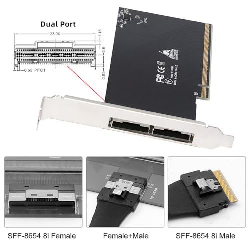 Image of 74Pin External Dual Slimline SFF-8654 8X to PCIE4.0 PCIE 16X Express 3.0 Raid Card VROC Raid0 Hyper Adapter