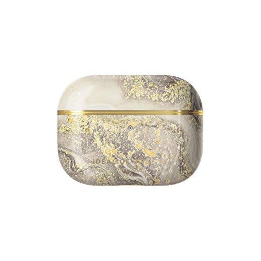 IDEAL OF SWEDEN AirPods-skal för AirPods Pro. Skyddande skal för AirPods Pro. Kompatibelt med Qi-laddare. Laddning med LED-indikator (Sparkle Greige Marble)