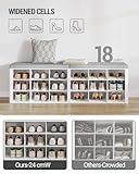 Hzuaneri Shoe Storage Bench with Padded Seat, Shoe Rack Bench with 18 Open Compartments, Adjustable Shelves, Shoe Cabinet Storage with Cushion for Hallway Living Room, Bedroom, White, SB25703GY - Image 4
