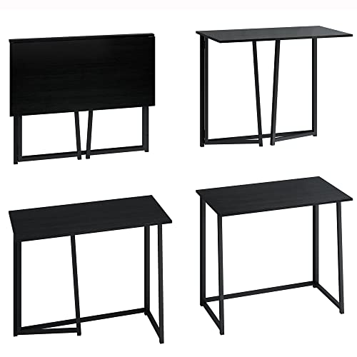 4Nm 31.5" Small Desk With Storage Bag, Simple Assembly Folding Computer Desk Home Office Desk Study Writing Table For Small Space Offices - All Black #TOP4