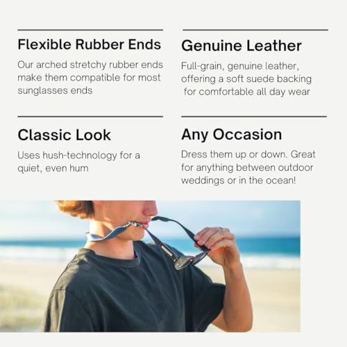 Image of TETHER STRAPS Original Leather Sunglass Strap | Full-Grain Leather with Suede Backing, 17.5 inch Length | Fits Most Frames