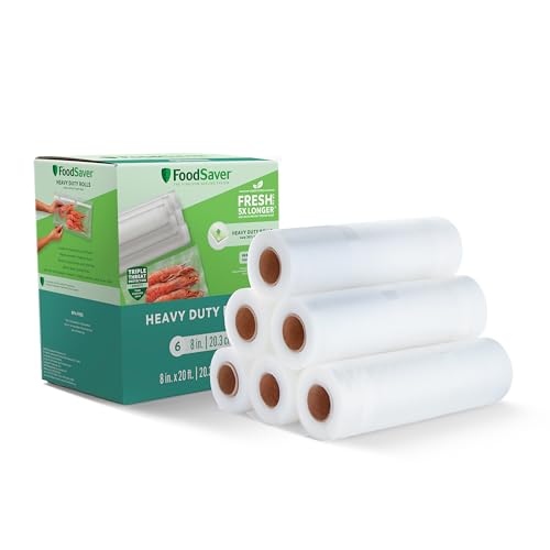 Image of FoodSaver Heavy-Duty Vacuum Seal 8 x 20' Roll, 6-Pack, Ideal for Food Storage and Sous Vide Cooking