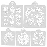 Gatuida 5 Blatt Druckvorlage Dekorative Schablonen Große Wiederverwendbare Schablonen Weihnachtsschablonen Zum Zeichnen Malen Tagebuchschablonen Rosen Malschablonen Für Wände The
