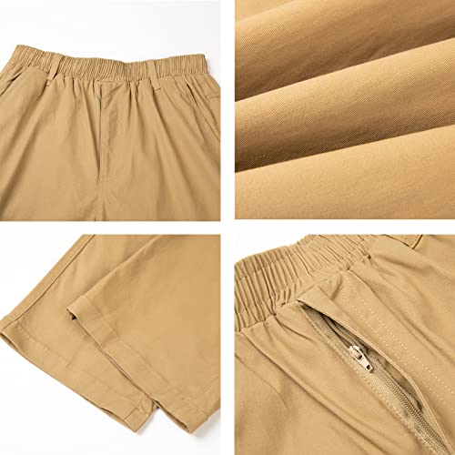 Wzikai Mens Cargo Pants Elastic Waist Joggers For Men Workout Sweatpants Casual Long Trousers Khaki M #TOP4