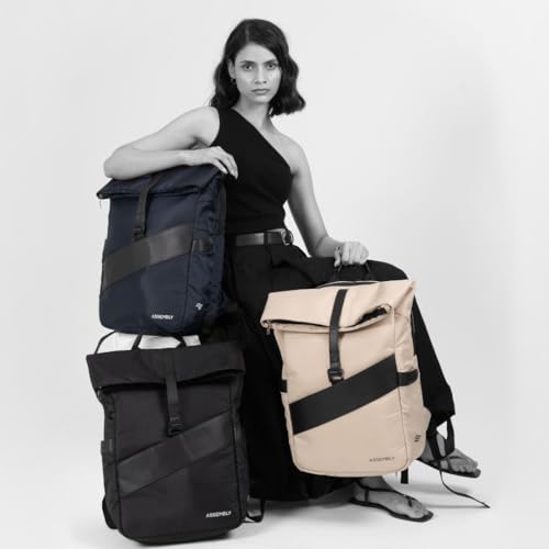 Image of Assembly Oblique Laptop Backpack for Men Women 15.6 Inch Office Travel Bag Rain Cover Dog Hook Passport Pocket
