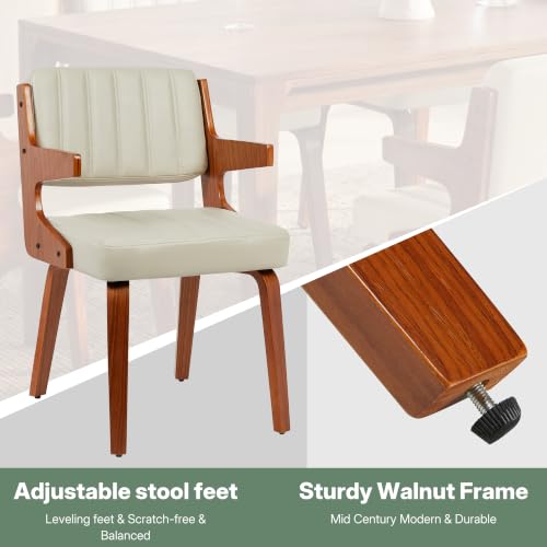 Image of Dining Chairs Set of 4,Mid Century Modern Walnut Kitchen Chairs,Beige