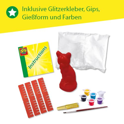 SES Creative 01218 Gips Gießen Bastelset Katze, Tier-Bastelset für Kinder, Diverse Farben – Ansicht 5