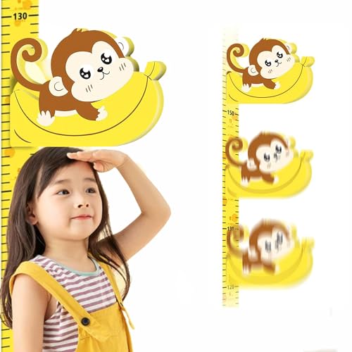Baby Messlatte Höhe Diagramm für Kinderziemmer Dekoration, 3D beweglicher Höhenmesser Kindergarten Tier Wandabziehbild, Messlatte für Kinder, Kinder Messlatte Höhe Diagramm 3D Children's Height Chart